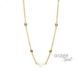 T703 Orage TeenZ Ketting  staal verguld geel parel
