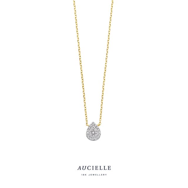 Aucielle ak0016d/45  ketting  geelgoud  40+2.5+2.5 cm briljant 0.060ct