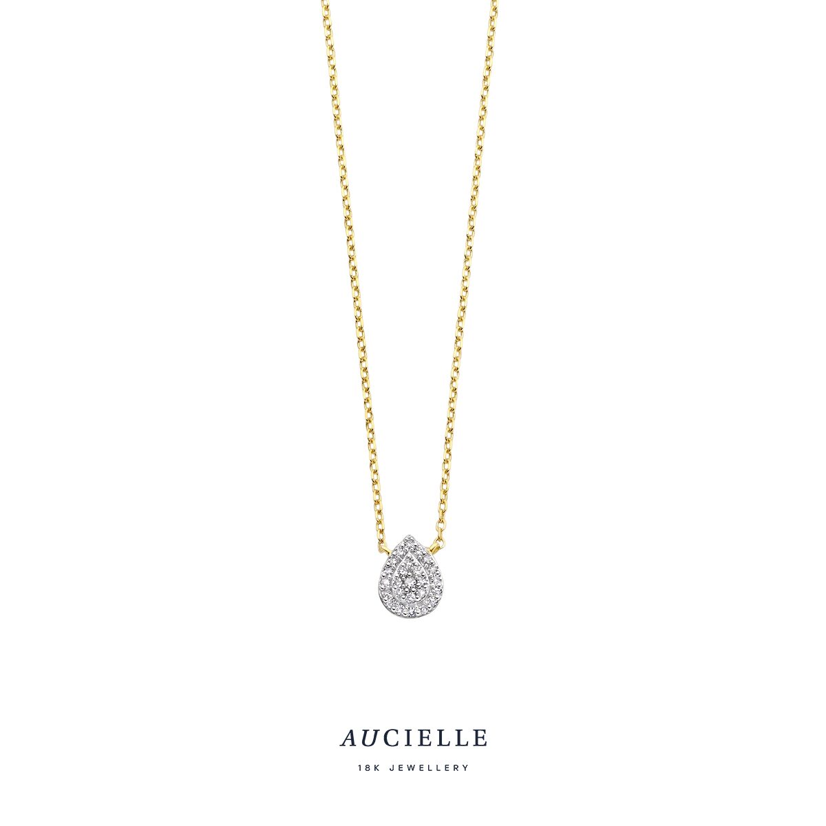 Aucielle ak0016d/45  ketting  geelgoud  40+2.5+2.5 cm briljant 0.060ct