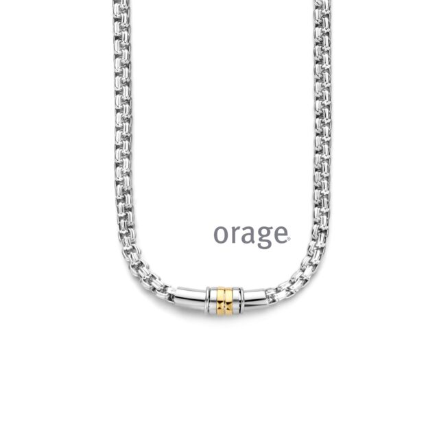 Orage ketting heren staal bicolor geel