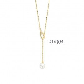 AW259 ketting  verguld geel parel