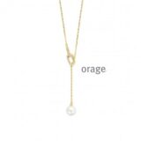 AW259 ketting  verguld geel parel