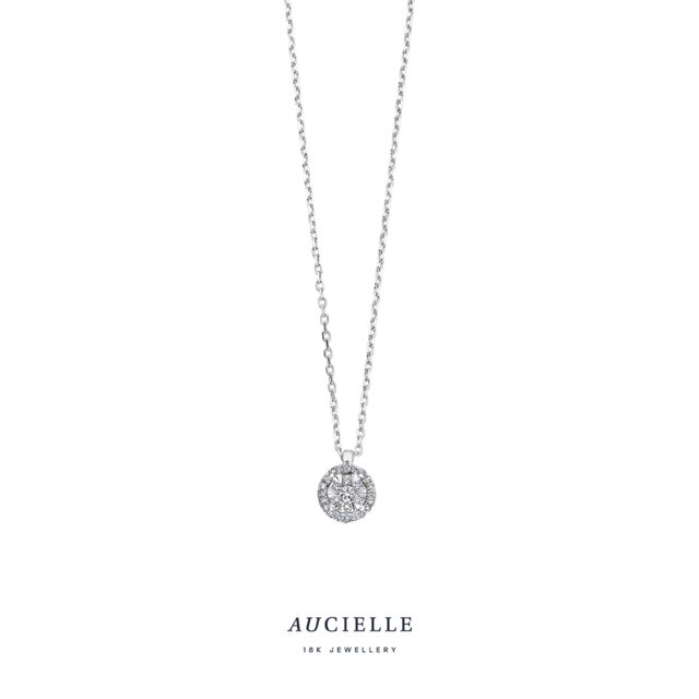 Aucielle ak0019x45  ketting  witgoud  40+2.5+2.5 cm briljant 0.070ct