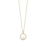 N6I74
Zilveren geel vergulde ketting+ hanger met parel + CZ 40-42-45cm Naiomy