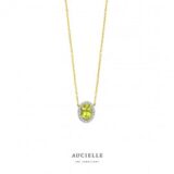 ak0090D/45 ketting 18 geelgoud peridot entourage 0.060ct  lengte 40+2.5+2.5 cm