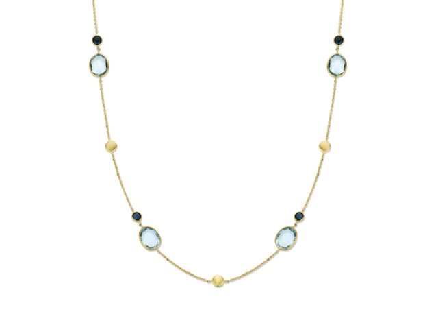 You and Me geelgoud ketting topaas en london bleu 45cm