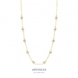 AK0028c/45 geelgouden ketting met zirconium  lengte 40+2+3 cm