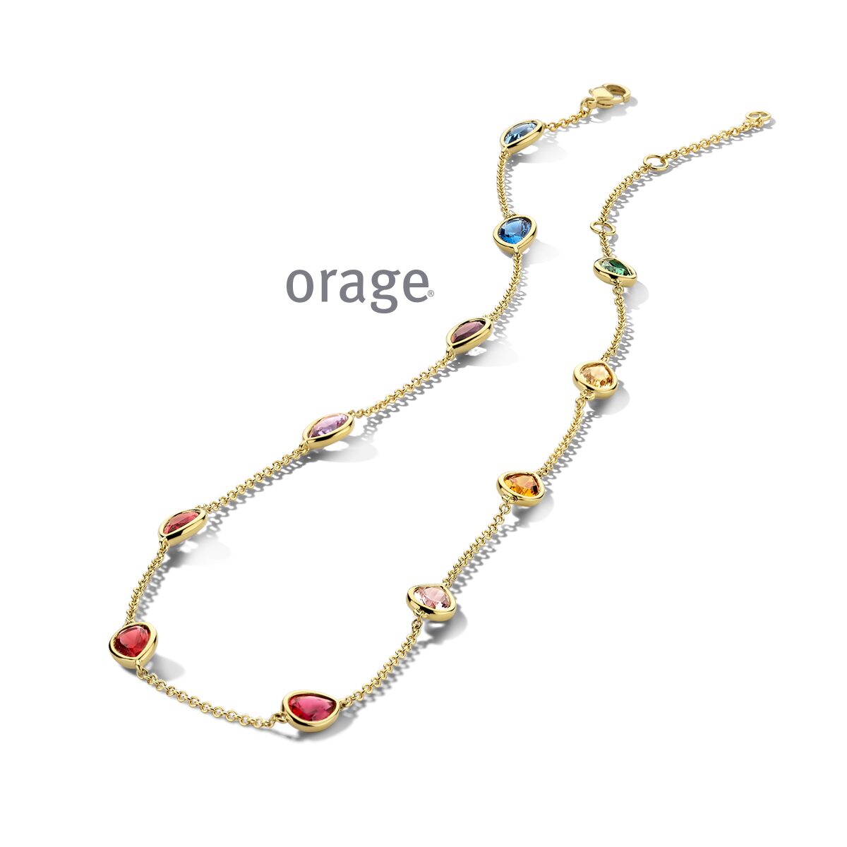 Orage ketting aw029 verguld met multicolor lengte 40+5cm