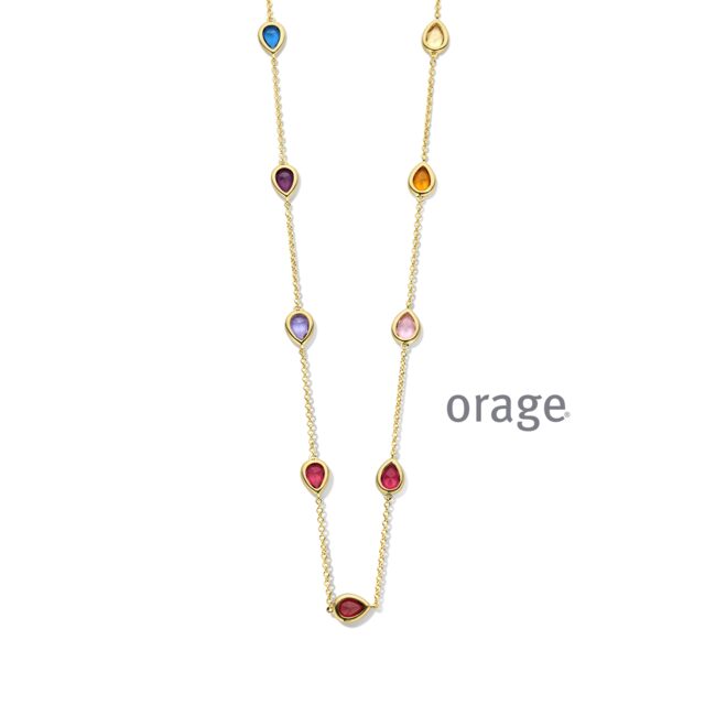 Orage ketting aw029 verguld met multicolor lengte 40+5cm