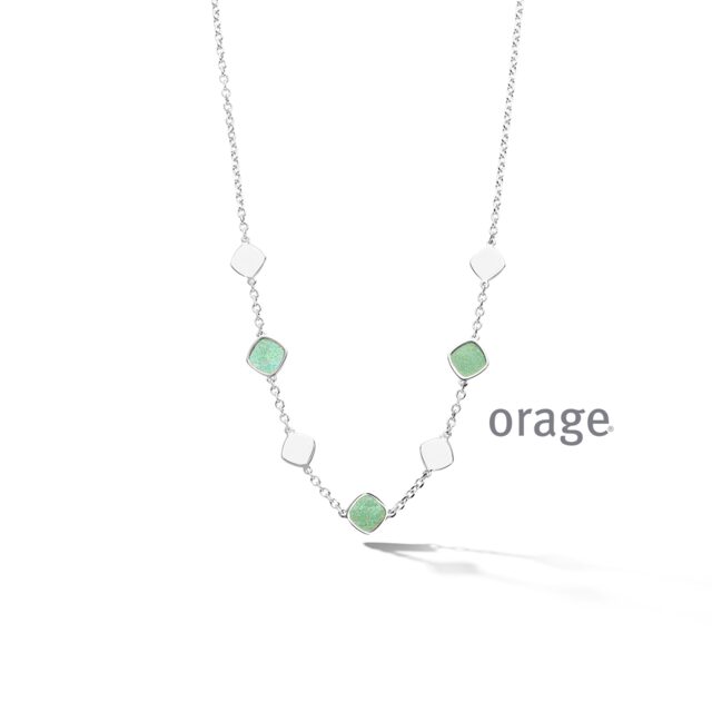 Orage zilver ketting groen parelmoer 
