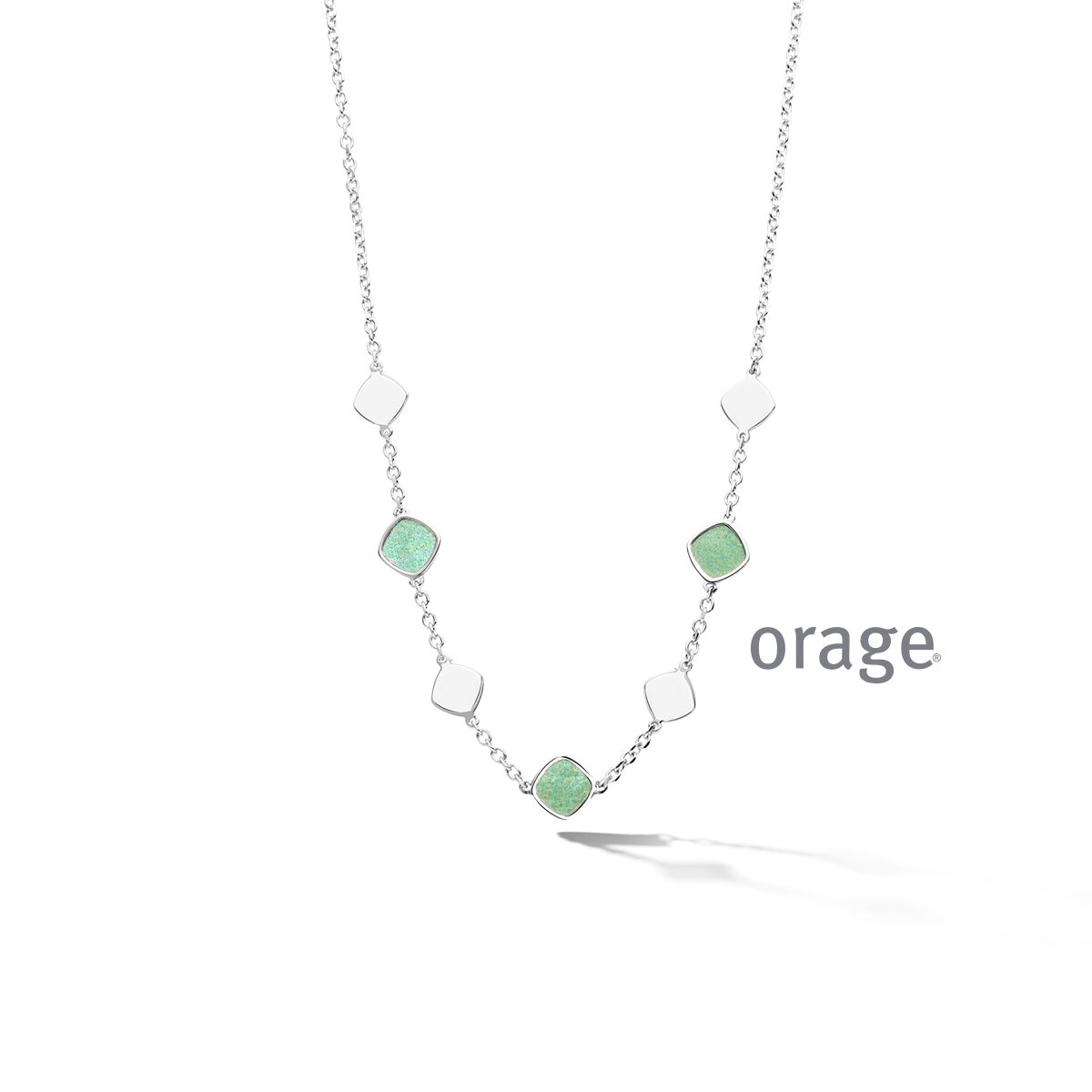 Orage zilver ketting groen parelmoer 