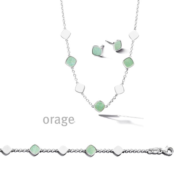 Orage zilver ketting groen parelmoer 
