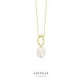 AK0038F ketting met parel geelgoud 40+2+3cm