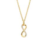 N5G58
Zilveren geel vergulde ketting + hanger infinity-teken + CZ 40+5cm Naiomy