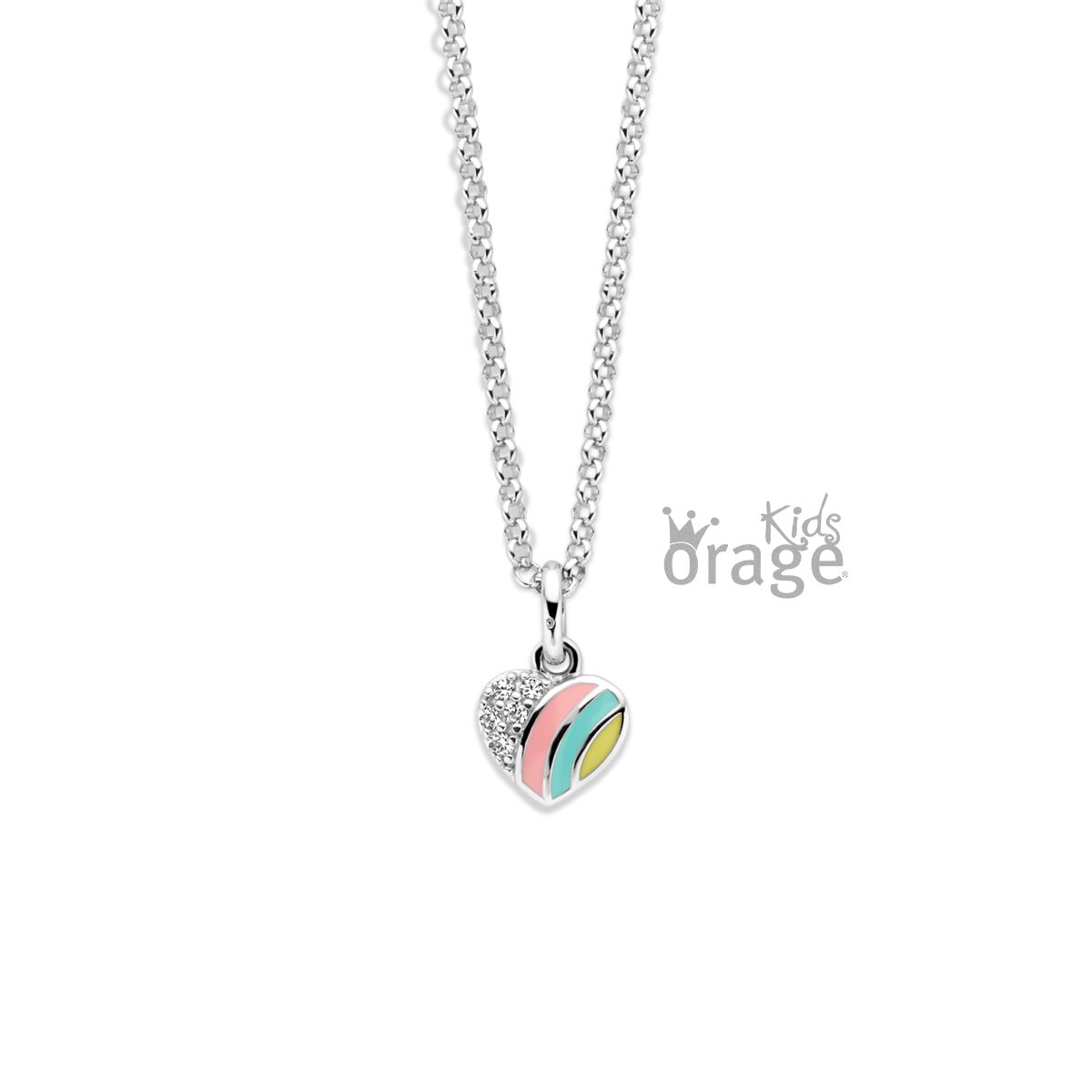 K2676 Orage Kids ketting hart multi color pastel 