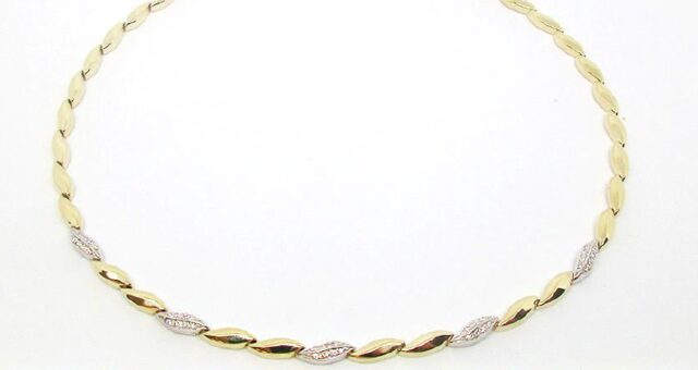 Halsketting geelgoud met briljanten 0.250ct