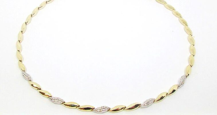 Halsketting geelgoud met briljanten 0.250ct