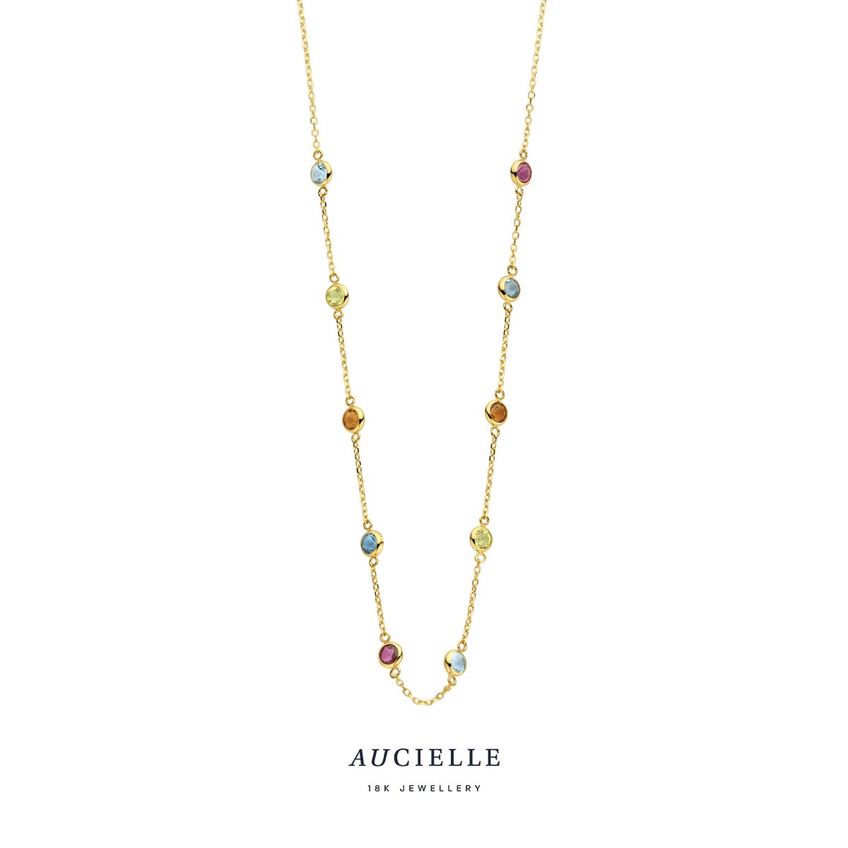 Aucielle ak0007c/45  ketting  geelgoud  39+2+3 cm multicolor