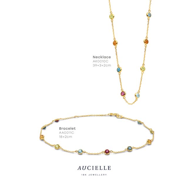 Aucielle ak0007c/45  ketting  geelgoud  39+2+3 cm multicolor