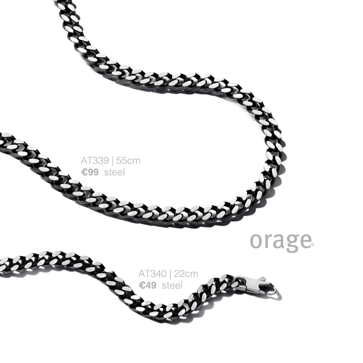 Orage heren ketting steel zwart