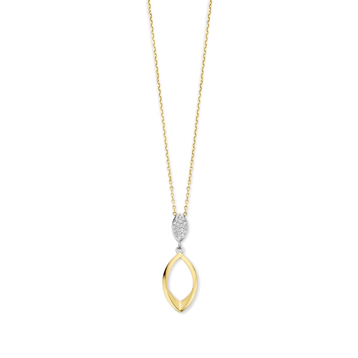 N6G55
Zilveren geel vergulde ketting + open hanger 40-42-45cm Naiomy