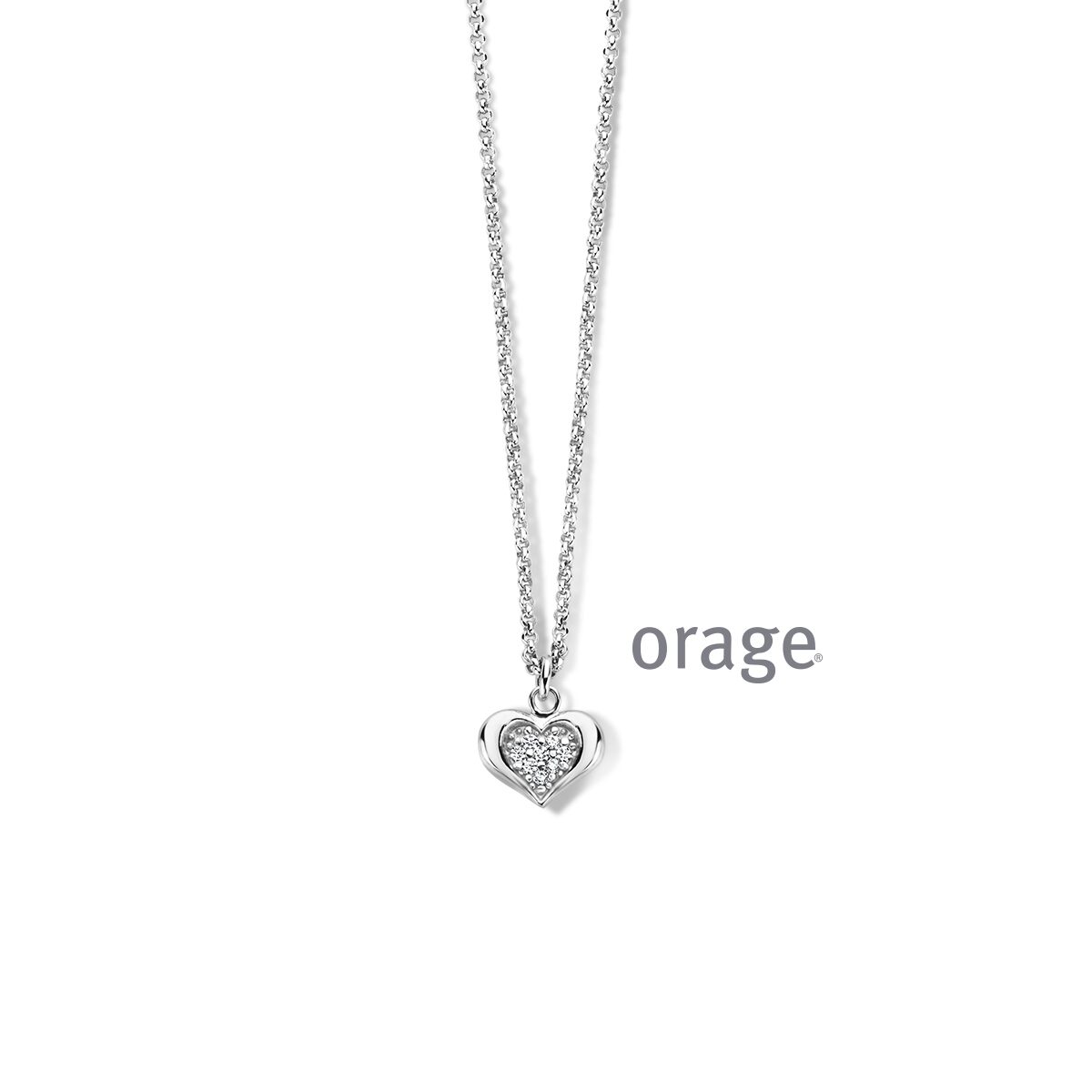 Orage ketting zilver hart