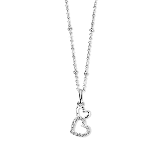 N4N53
Zilveren ketting + 2 hartjes + CZ 42+3cm Naiomy