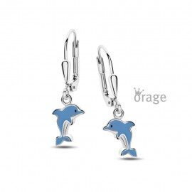 K2979 Oorslingers dolfijn blauw zilver 