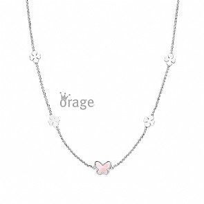 K2928 Ketting vlinder parelmoer roze zilver