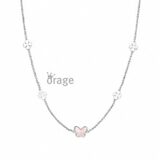 K2928 Ketting vlinder parelmoer roze zilver