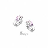 K2564 oorringen  zilver creolen eenhoorn paars