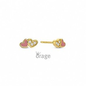 K2961 oorringen 9ct geel goud hartjes zirconium