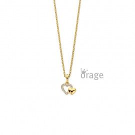K3117 Ketting hart verguld geel goud zirconium