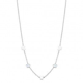 K3184 Ketting bloem parelmoer wit zilver