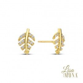 Lisa mona oorring  lm/go656 geelgoud blaadje 14ct