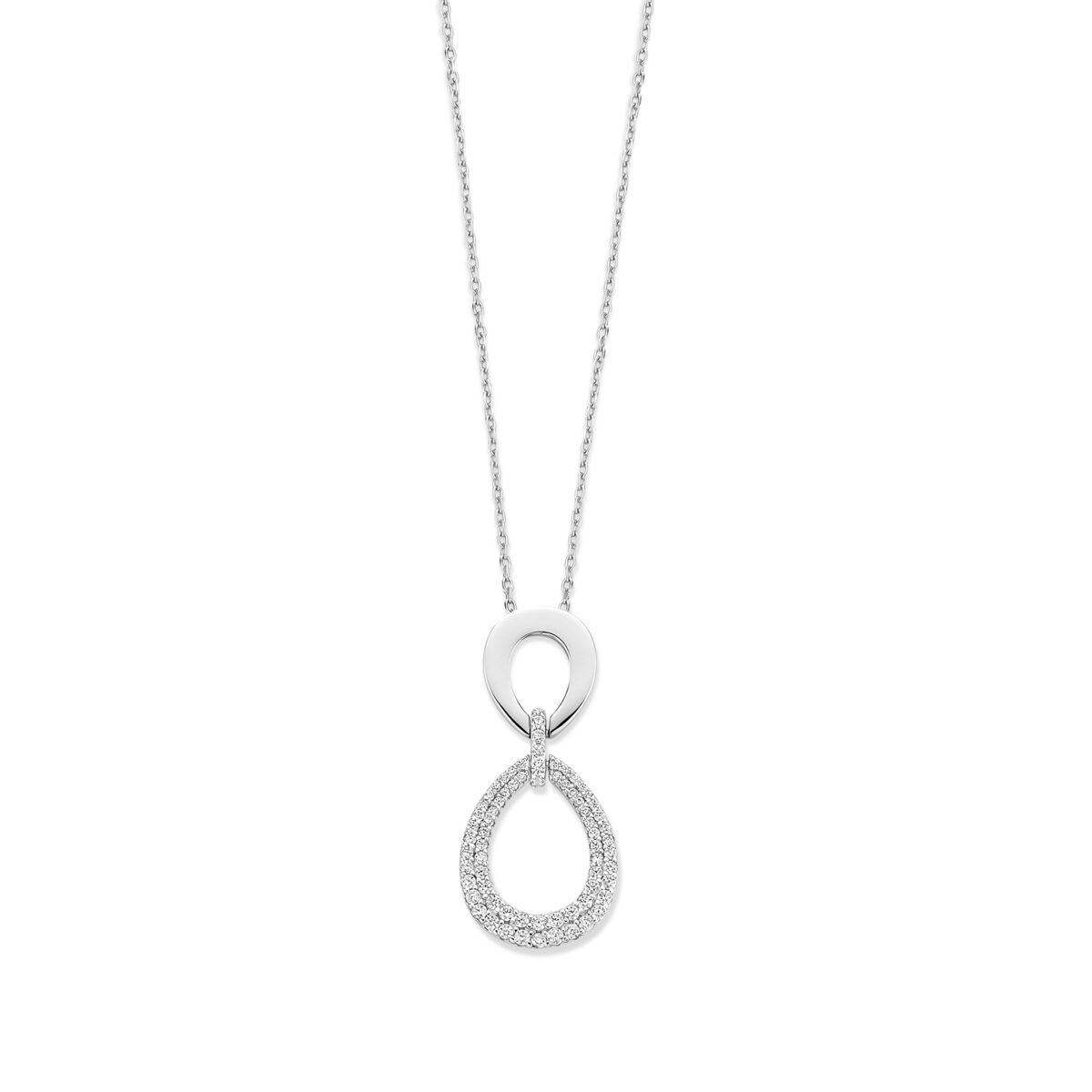N6A64
 Zilveren ketting + hanger 2 ovalen + CZ 40-42-45cm Naiomy