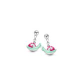 Naiomy princess oorringen zilver slakje roze/groen