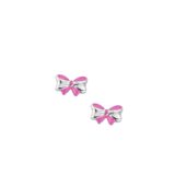 Naiomy princess oorringen zilver strik roze