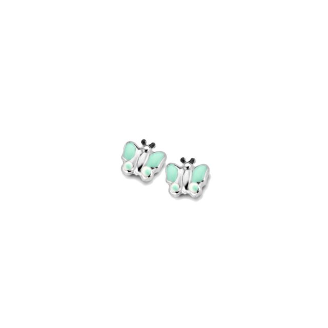 Naiomy princess oorringen zilver vlinder pastel groen