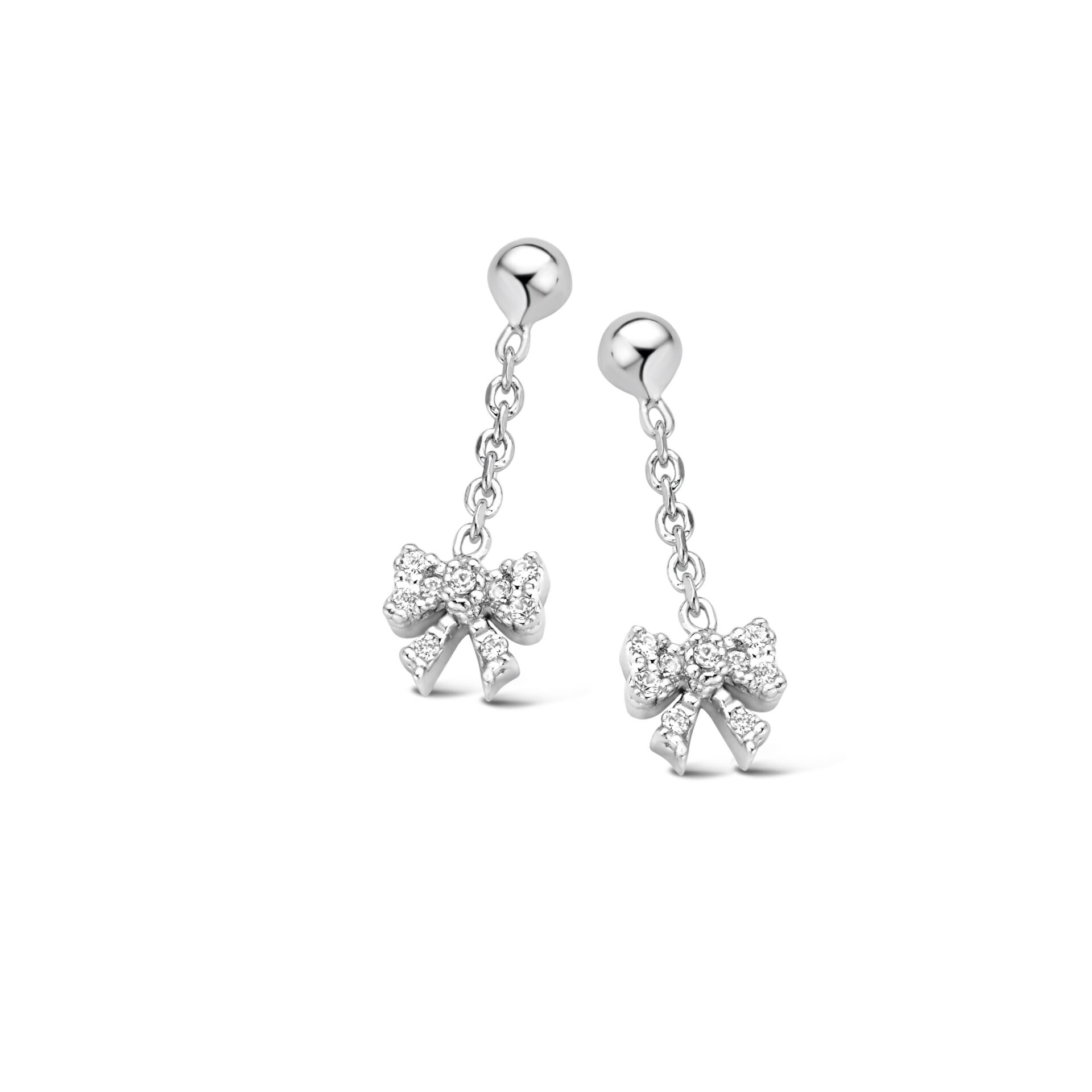 Naiomy princess oorringen zilver strik zirconium