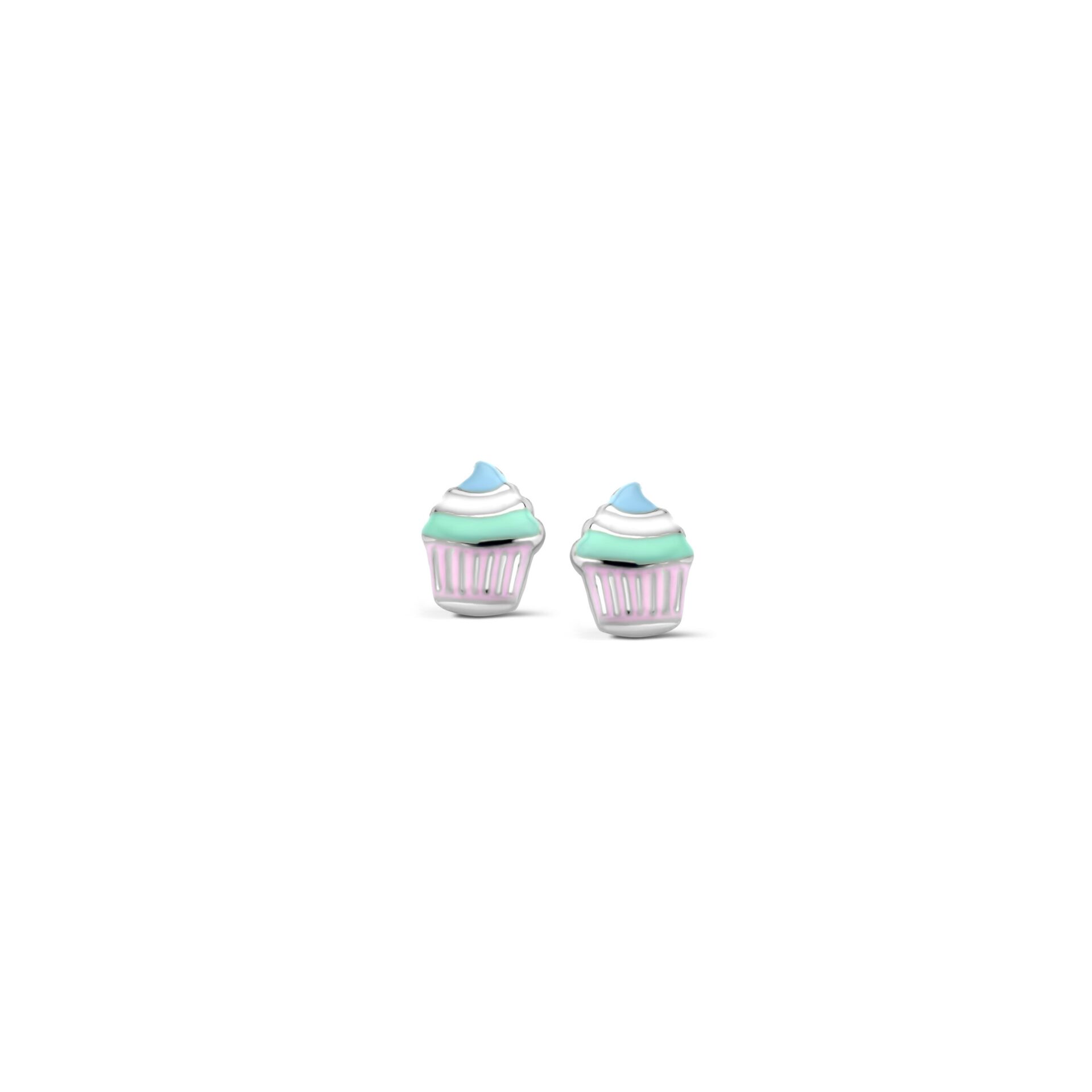 Naiomy princess oorringen zilver cupcake pastel blauw  groen