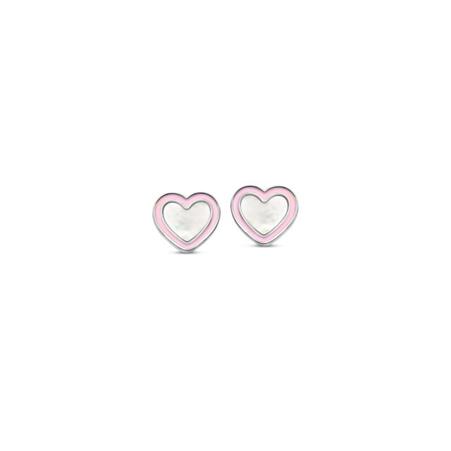Naiomy princess oorringen zilver hart parelmoer roze