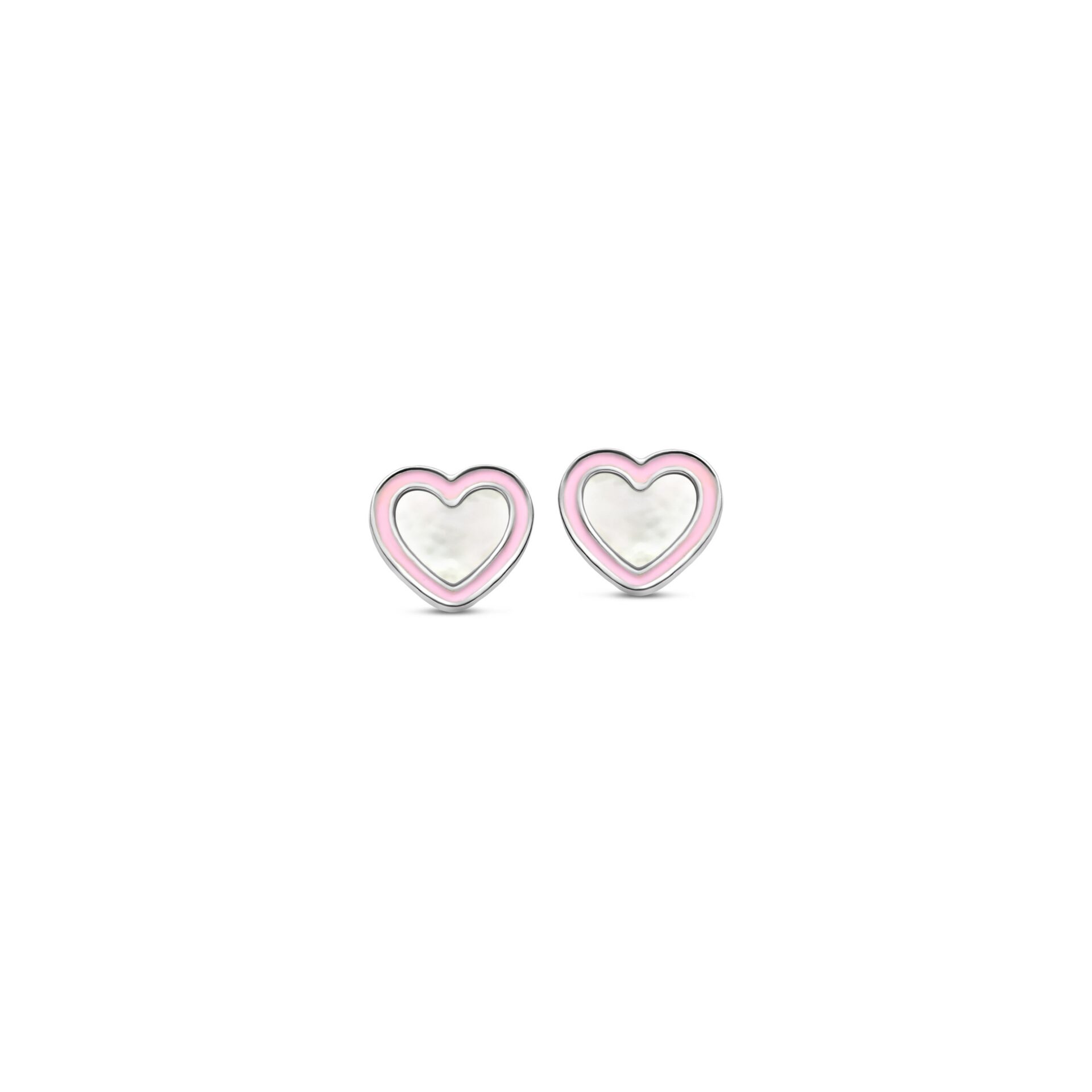 Naiomy princess oorringen zilver hart parelmoer roze
