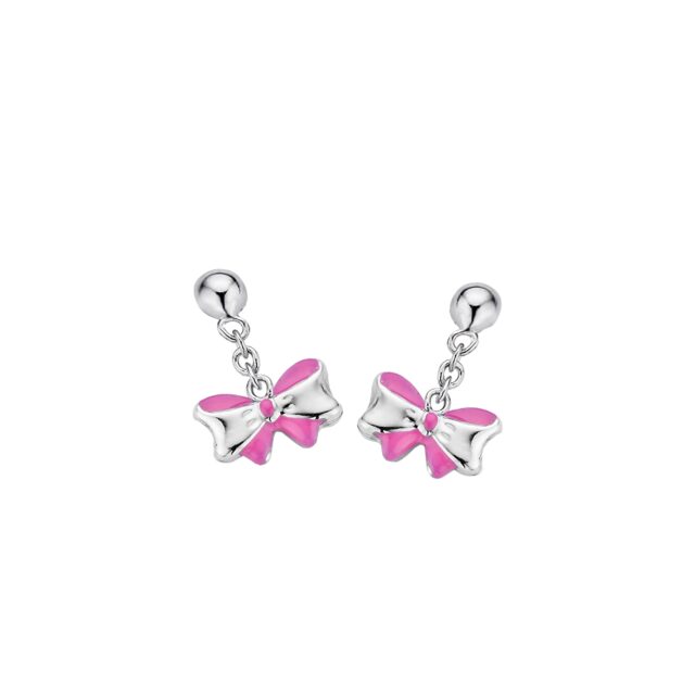 Naiomy princess oorringen zilver strik roze