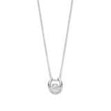 N5D73 Zilveren ketting + hanger met zwevende zirconium 42+3 cm