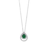 N6B55 
Zilveren ketting + hanger met cz + groene peervormige steen