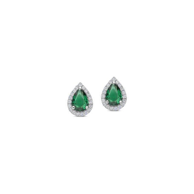 N6B56 
Zilveren oorknoppen+ CZ + groene peervormige steen Naiomy