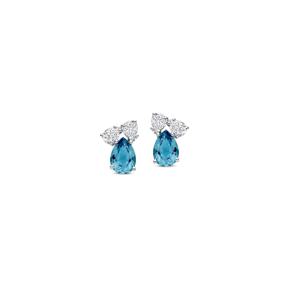 N6E56
Zilveren oorbellen +blauwe steen + CZ Naiomy