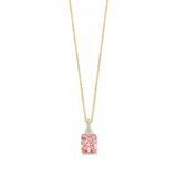 N6E61
Zilveren geel vergulde ketting + hanger roze steen + CZ 40-42-45cm Naiomy