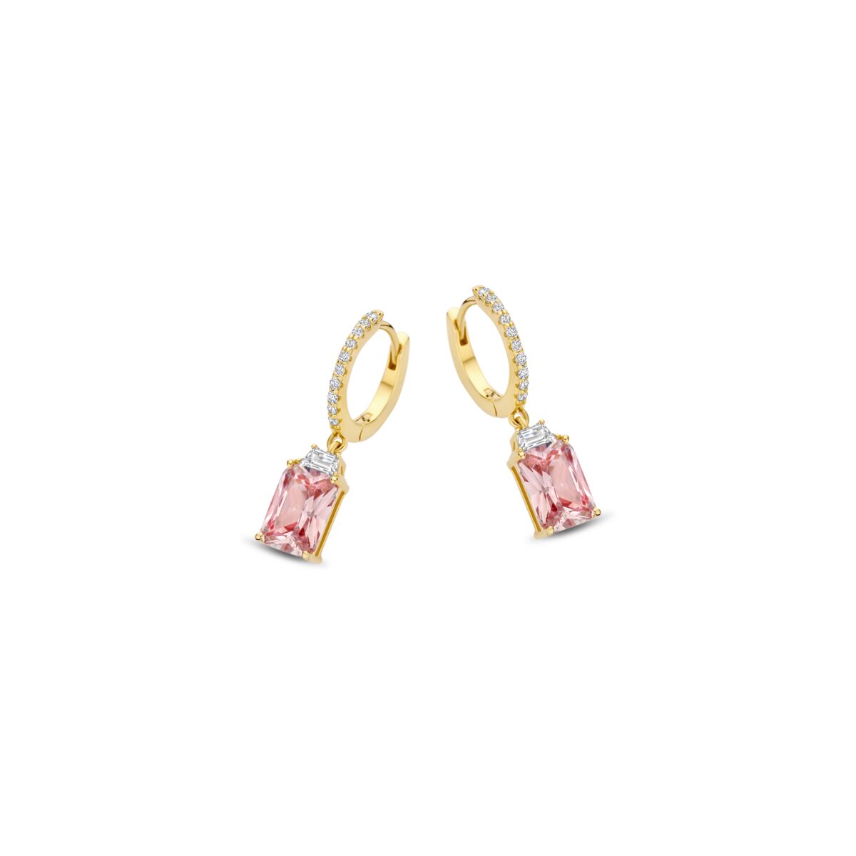 N6E62 
Zilveren oorbellen +roze steen + CZ Naiomy